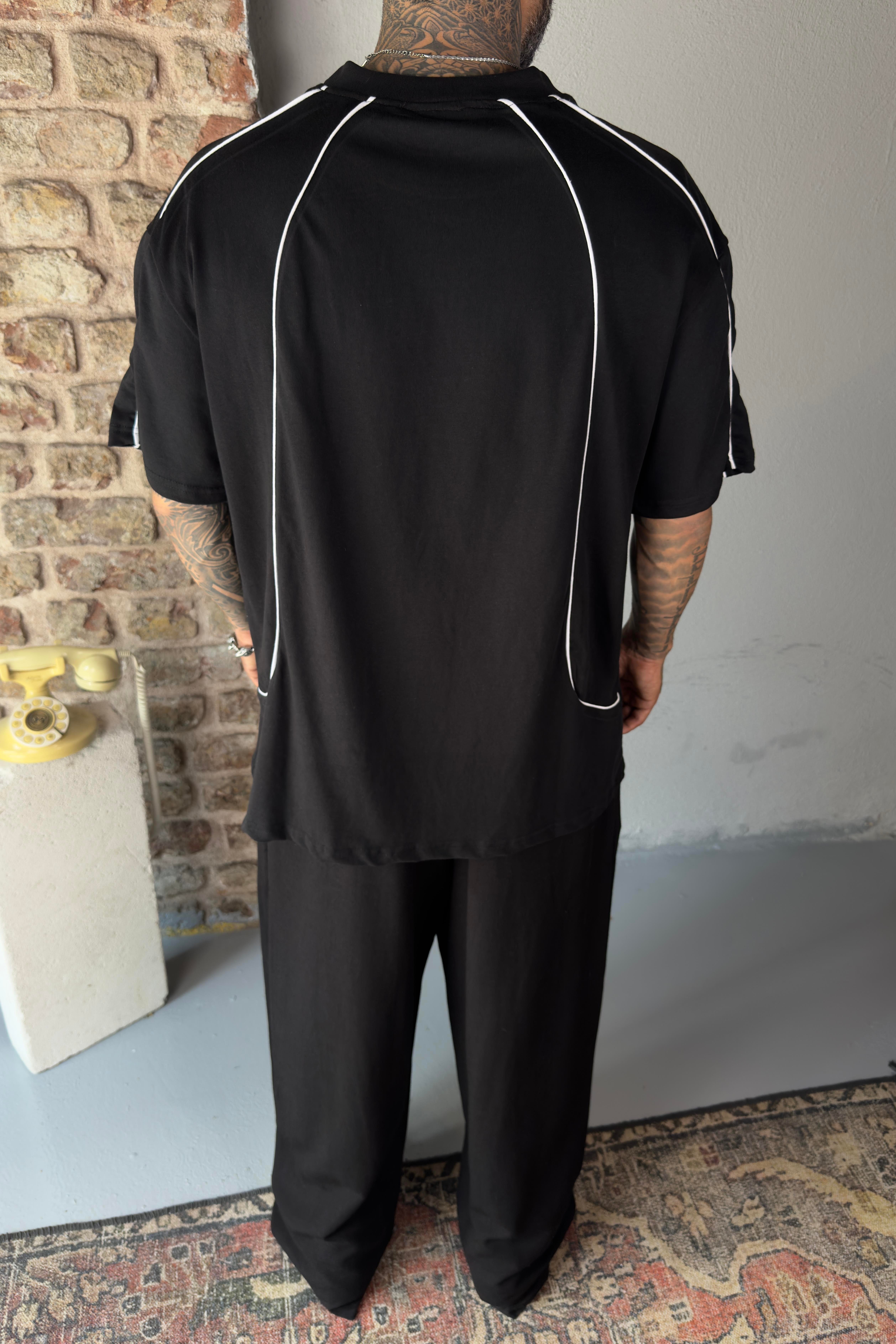 Şerit detaylı oversize tshirt