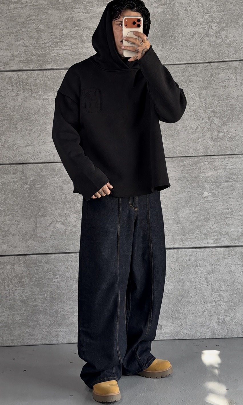 Six Black Oversize Hoodie