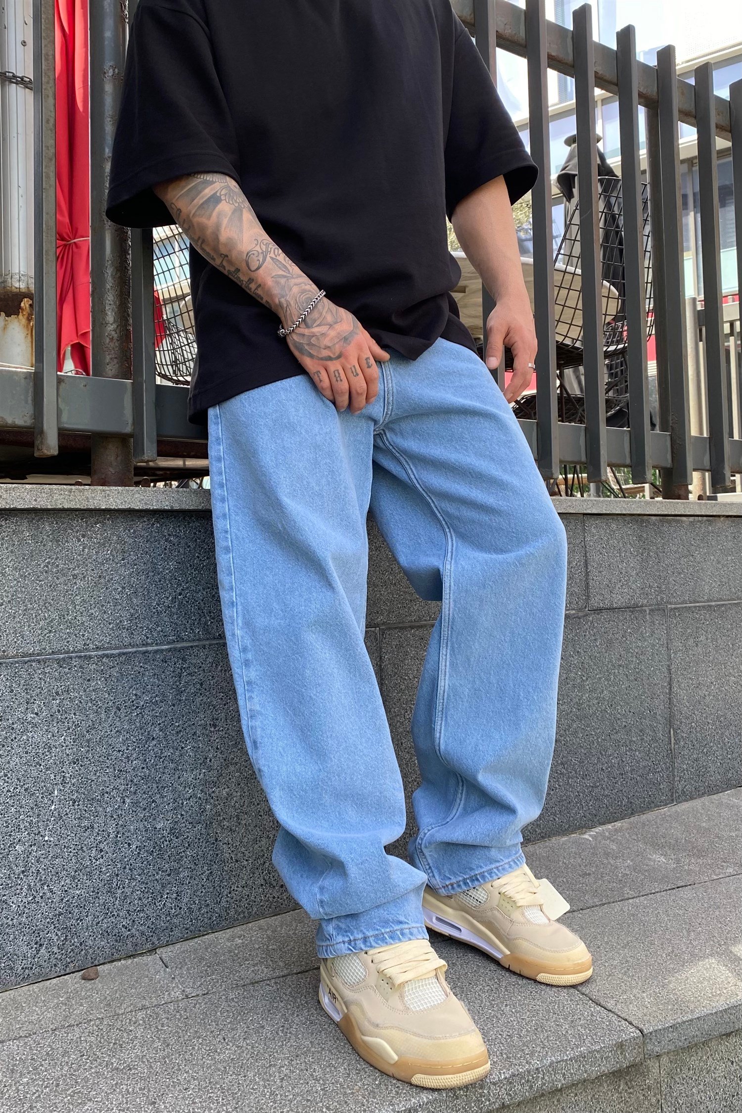 Sky blue baggy jean