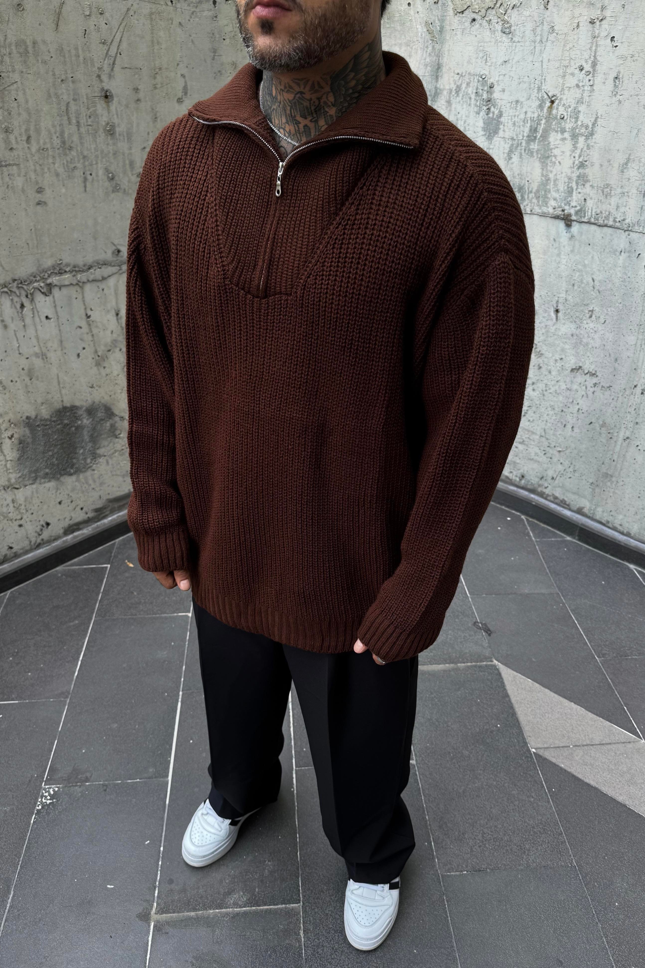 Yarım fermuar oversize kazak