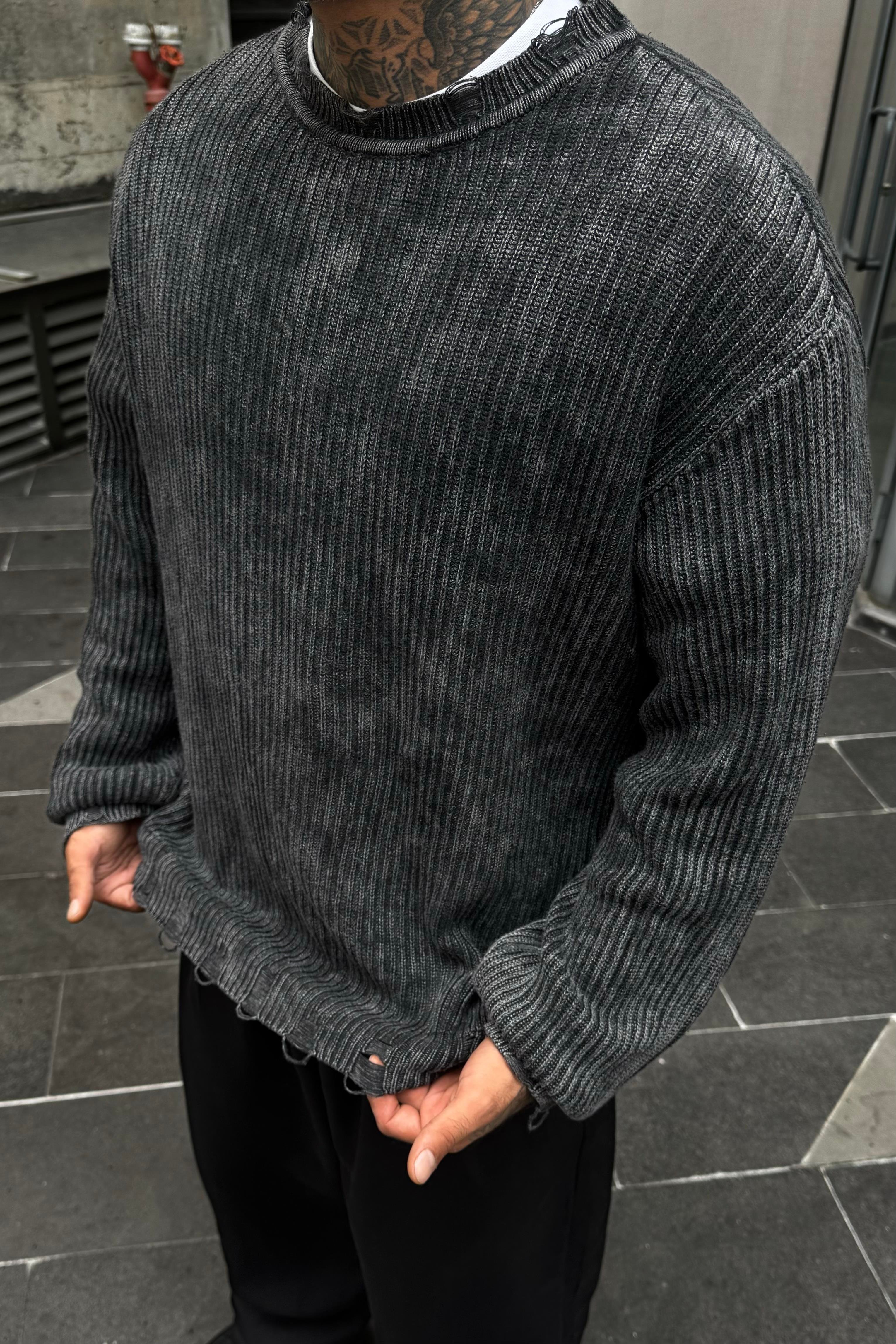 Yıkamalı oversize kazak