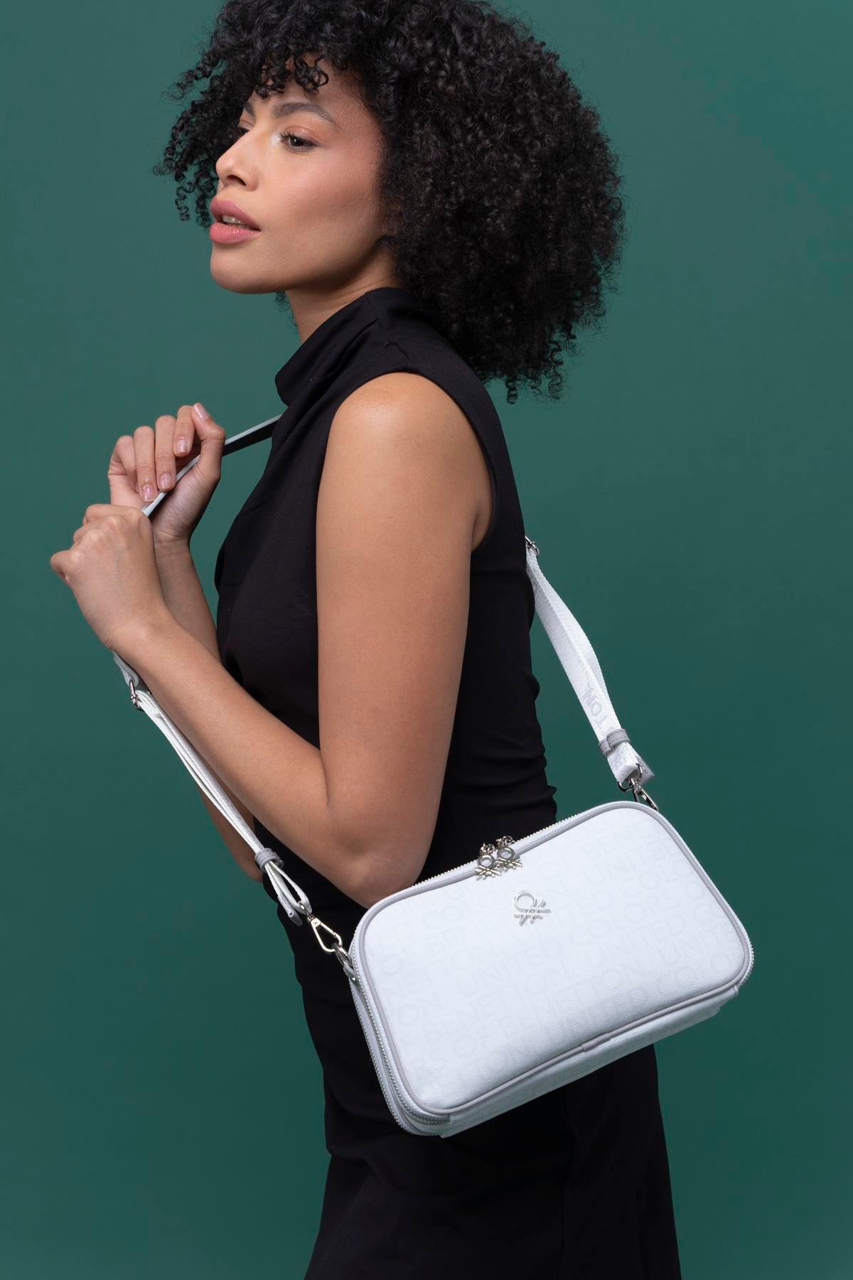 Benetton Kadın Çapraz Çanta | Beyaz Açık Gri