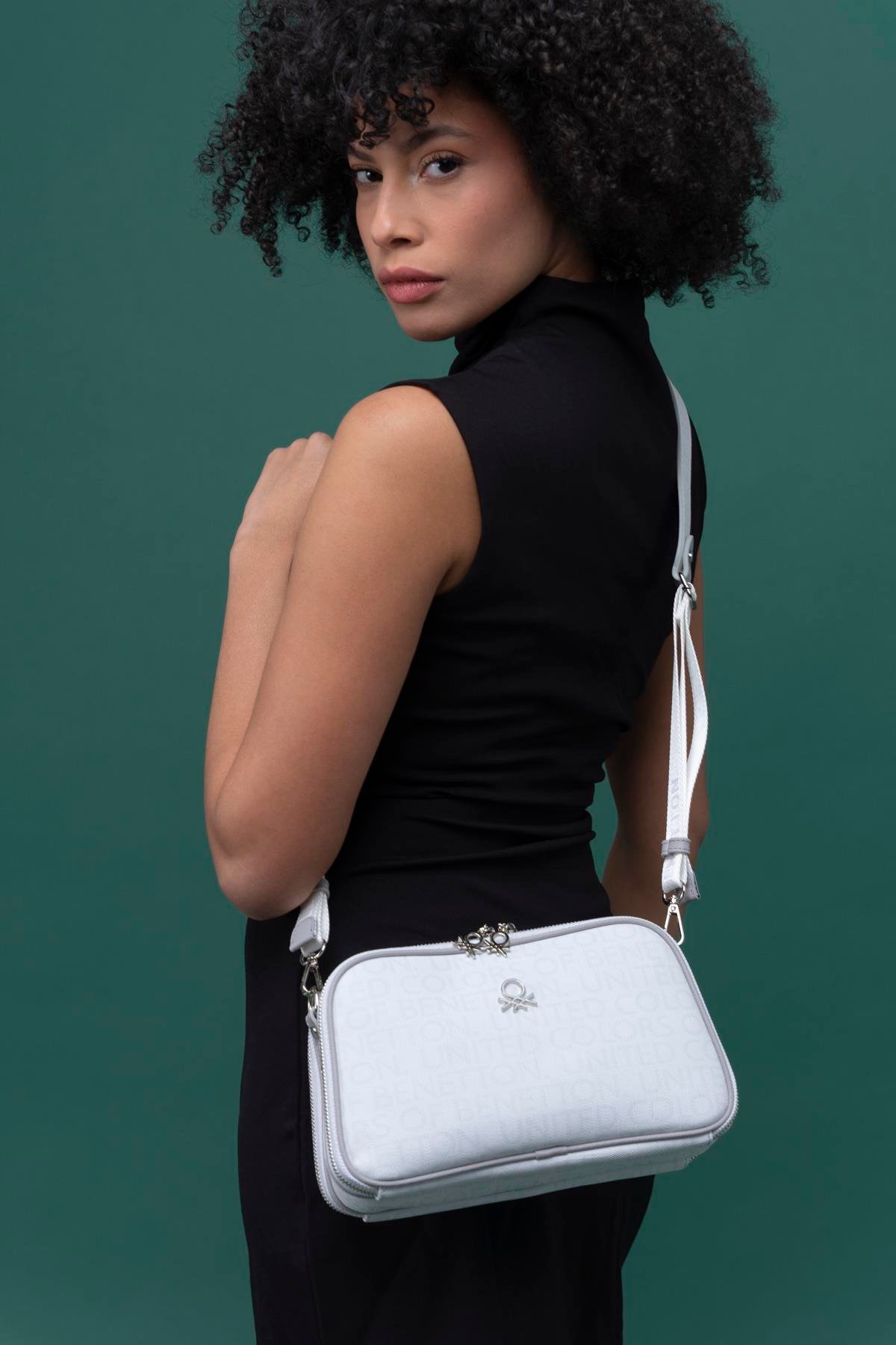 Benetton Kadın Çapraz Çanta | Beyaz Açık Gri