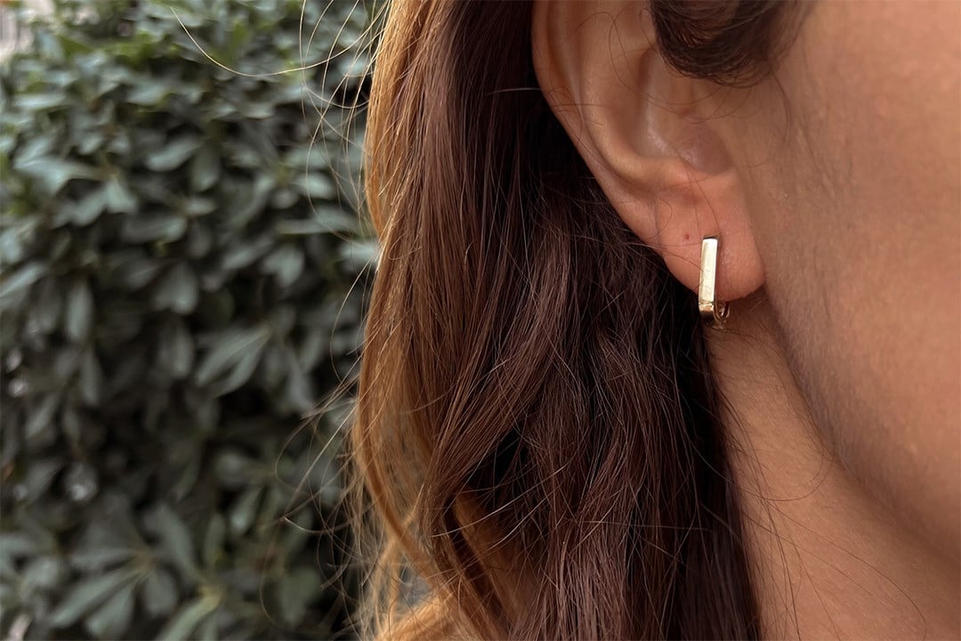 Çift Desenli Dikdörtgen Küpe