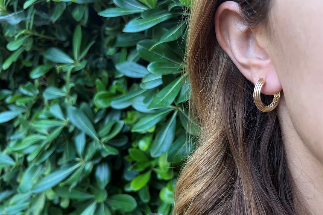 Çift Desenli Halka Küpe