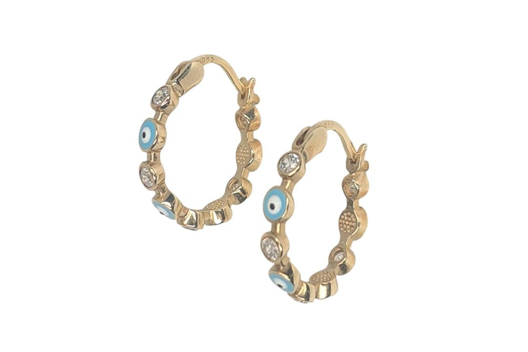 Gözlü Taşlı Halka KüpeGözlü Taşlı Halka Küpe I Lim Kuyumculuk