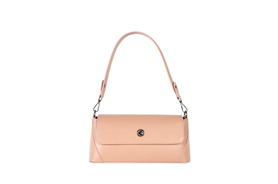 Kadın Pembe Hakiki Deri Baget Çanta