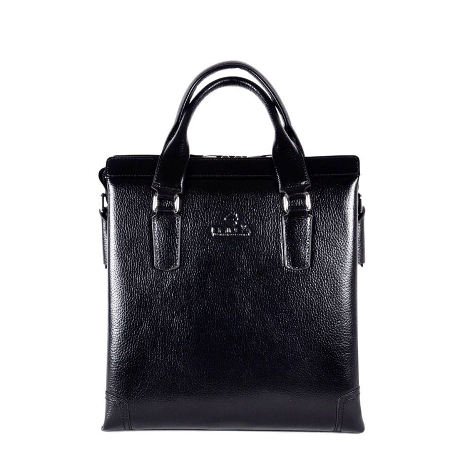 Siyah Hakiki Deri Geniş Model Omuz Çantası 6191