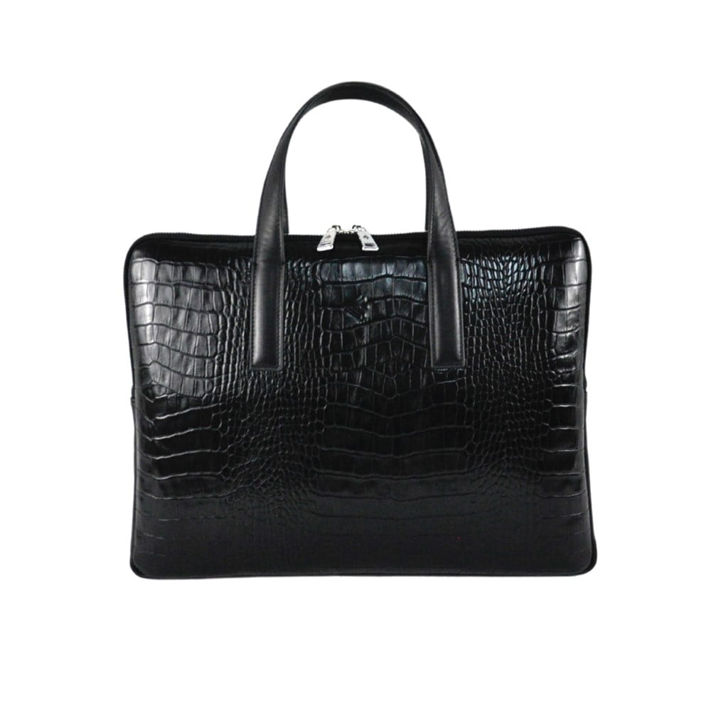 Siyah Kroko Deri Evrak Çantası