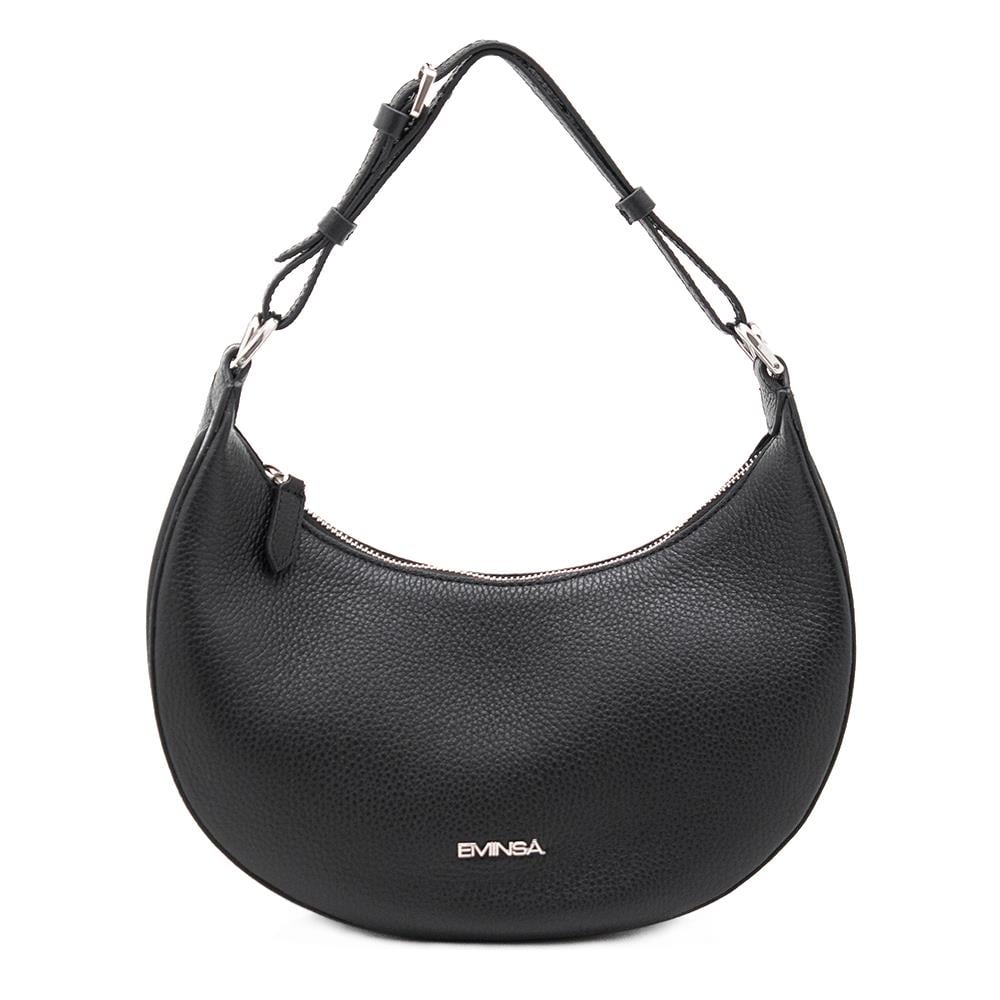 Kadın Siyah Hakiki Deri Yarım Ay Çanta