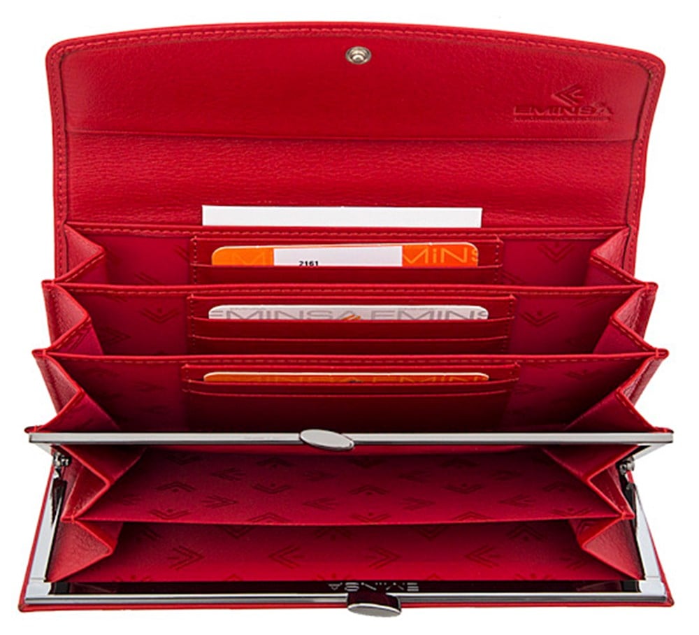 Kadın İçten Klipsli Deri Lacivert Cüzdan