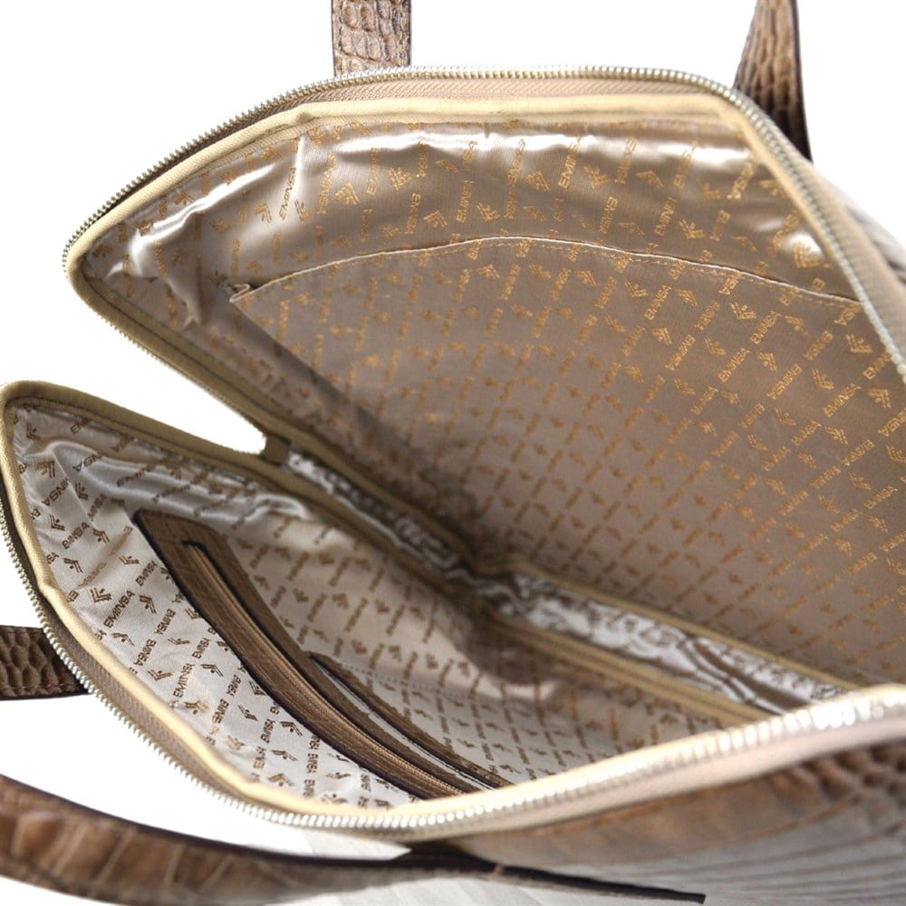 Bej Kroko Deri Evrak Çantası