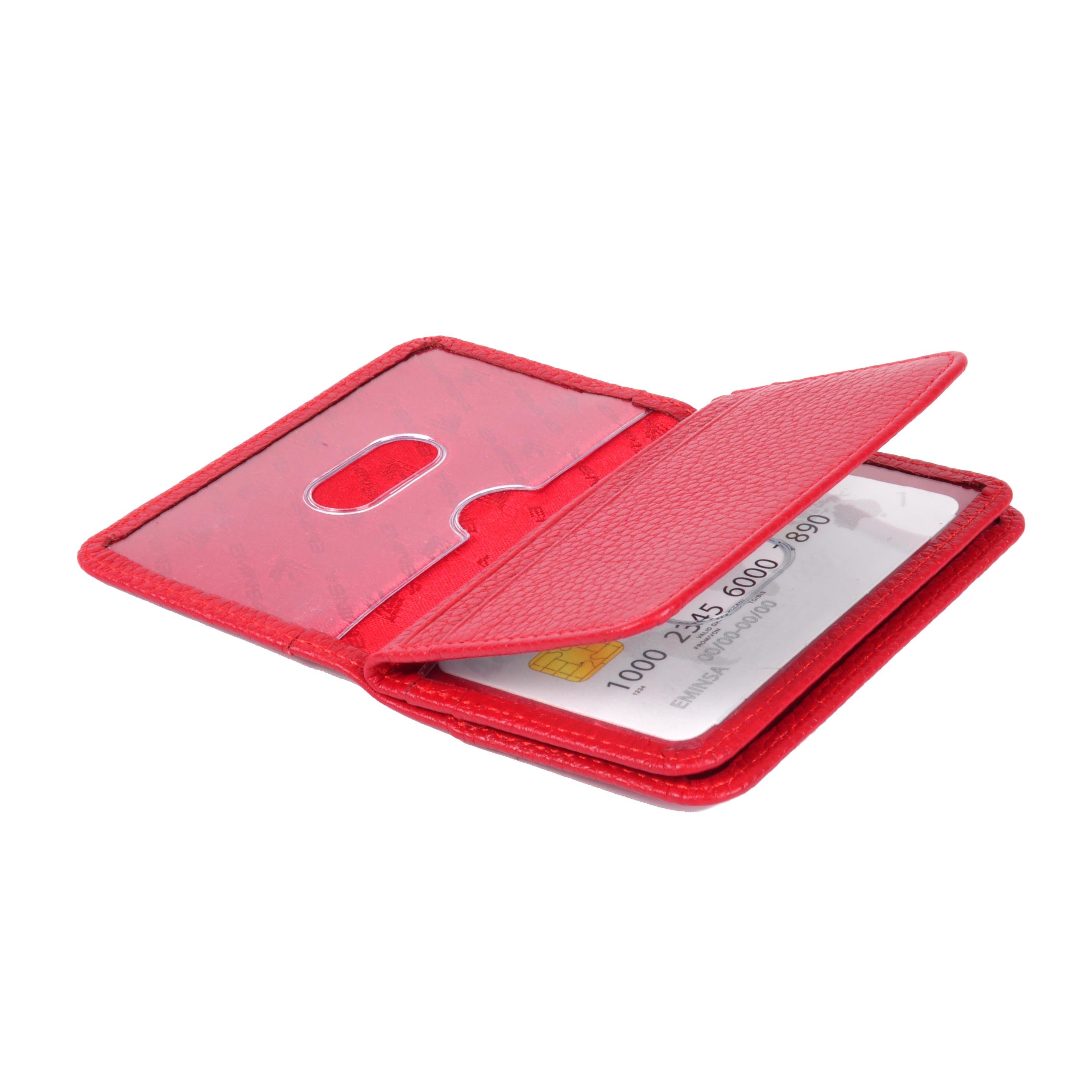 Kadın Kırmızı Hakiki Deri Kartlık