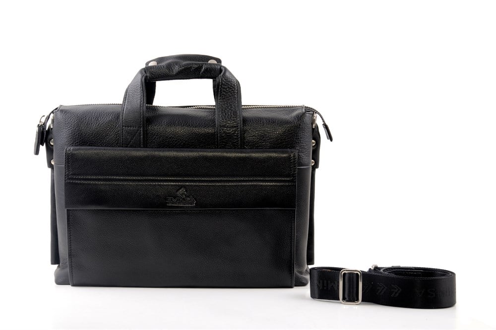 Siyah Askılı Hakik Deri Evrak Çantası