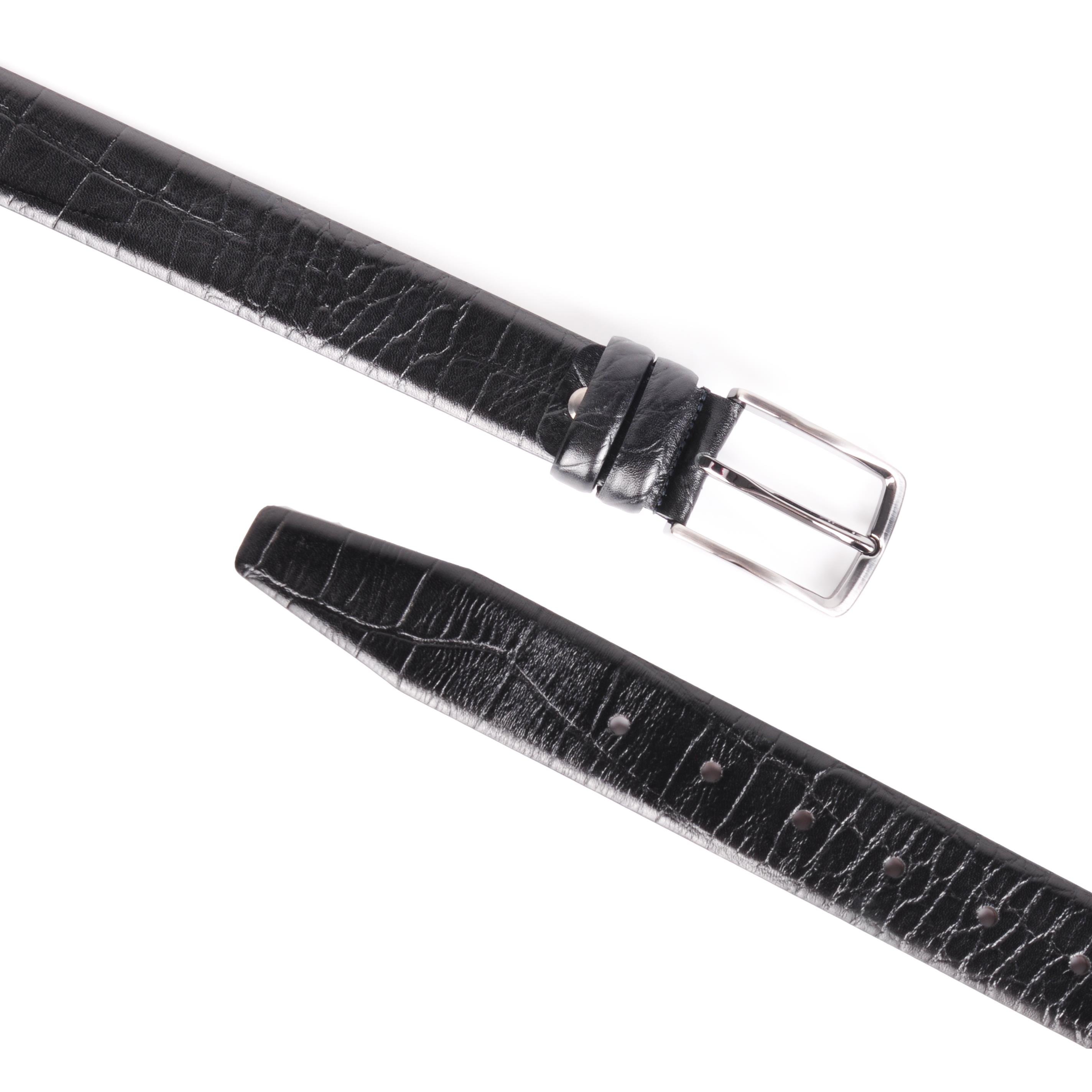 Eminsa Erkek Siyah Kroko Deri Kemer