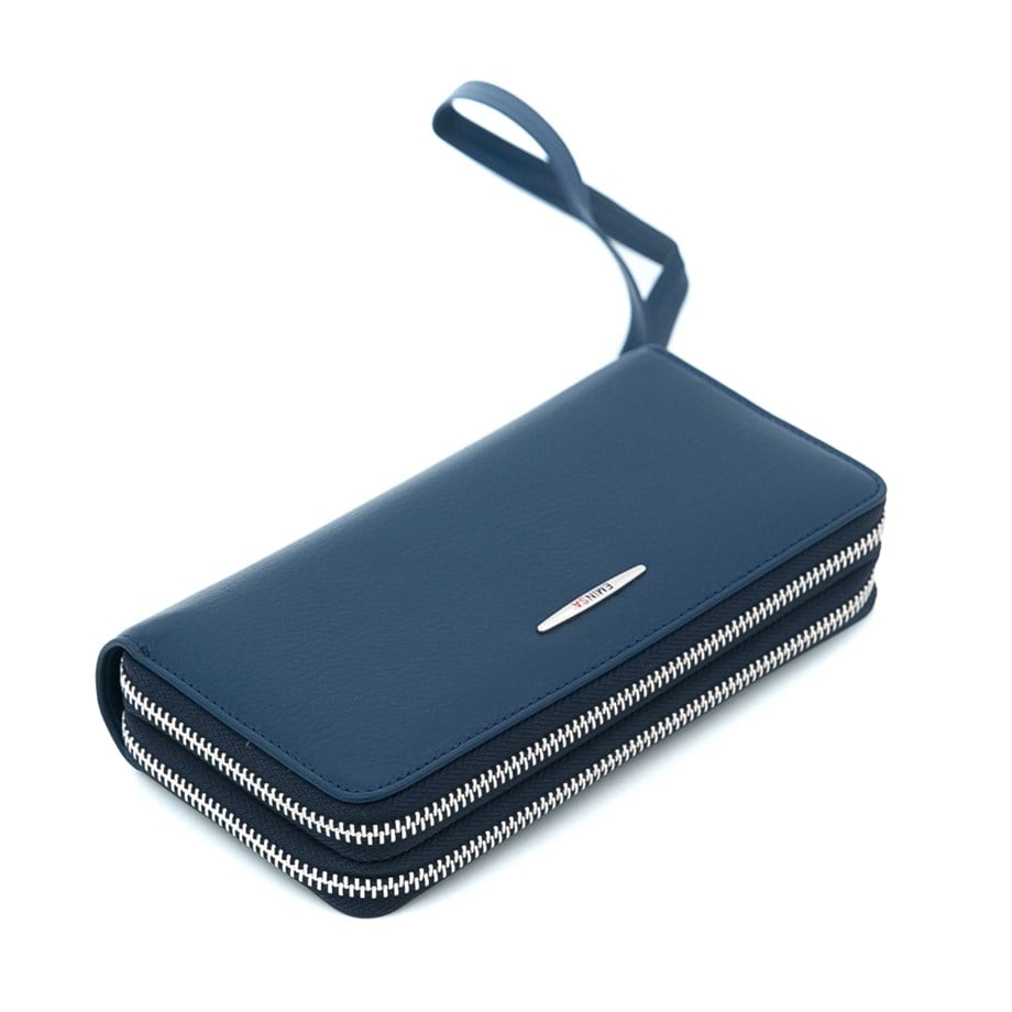 Unisex Siyah Hakiki Deri İki Bölmeli Cüzdan