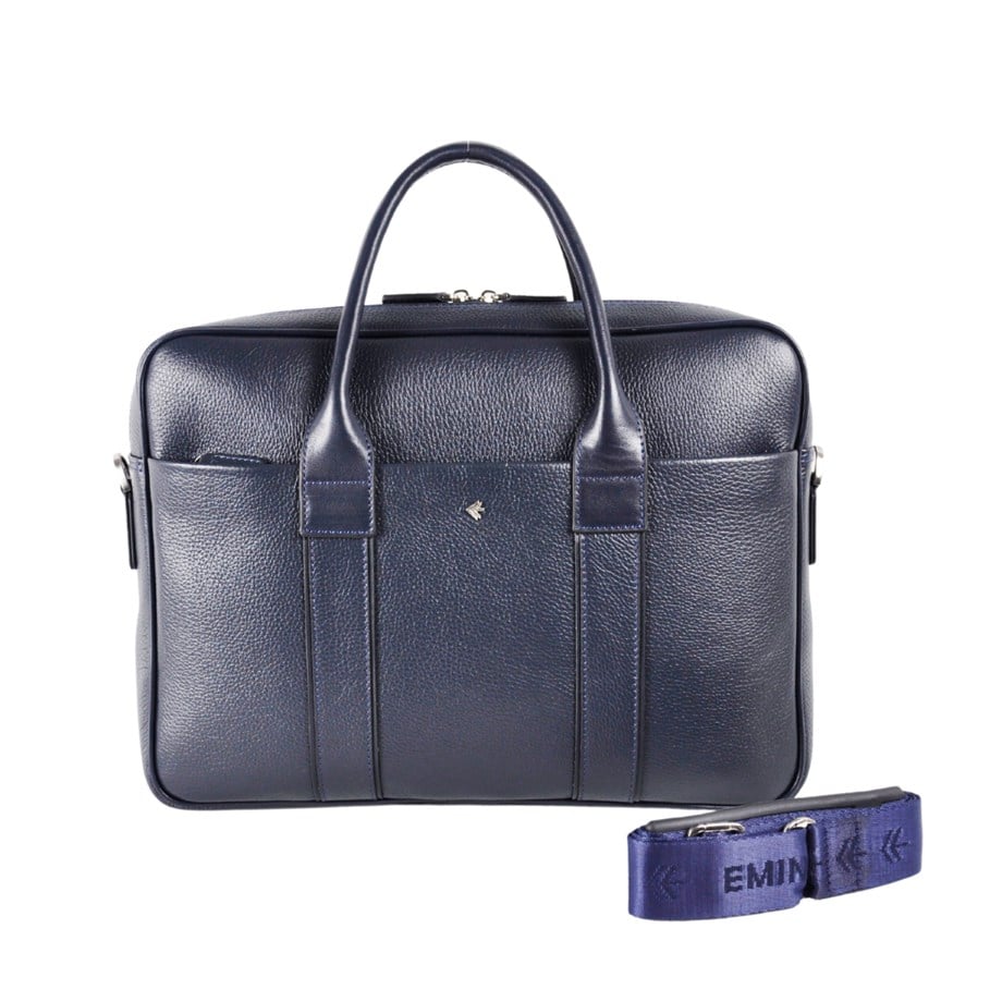Lacivert Hakiki Deri Evrak Çantası