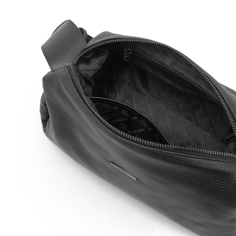 Kadın Hakiki Siyah Deri Omuz Çantası 40307