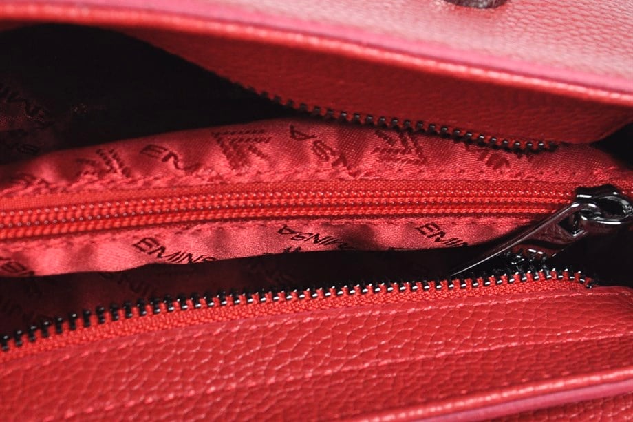 Kadın Kırmızı Hakiki Deri Baget Çanta