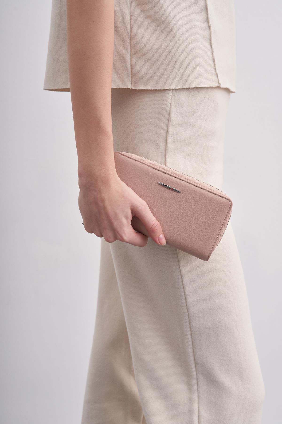 Pudra Hakiki Deri Kadın Cüzdan