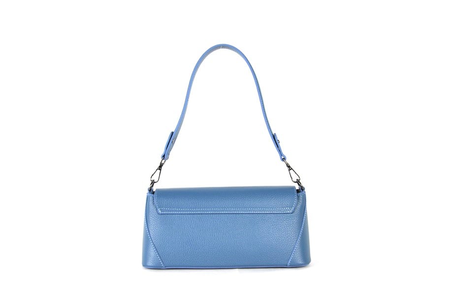 Kadın Mavi Hakiki Deri Baget Çanta