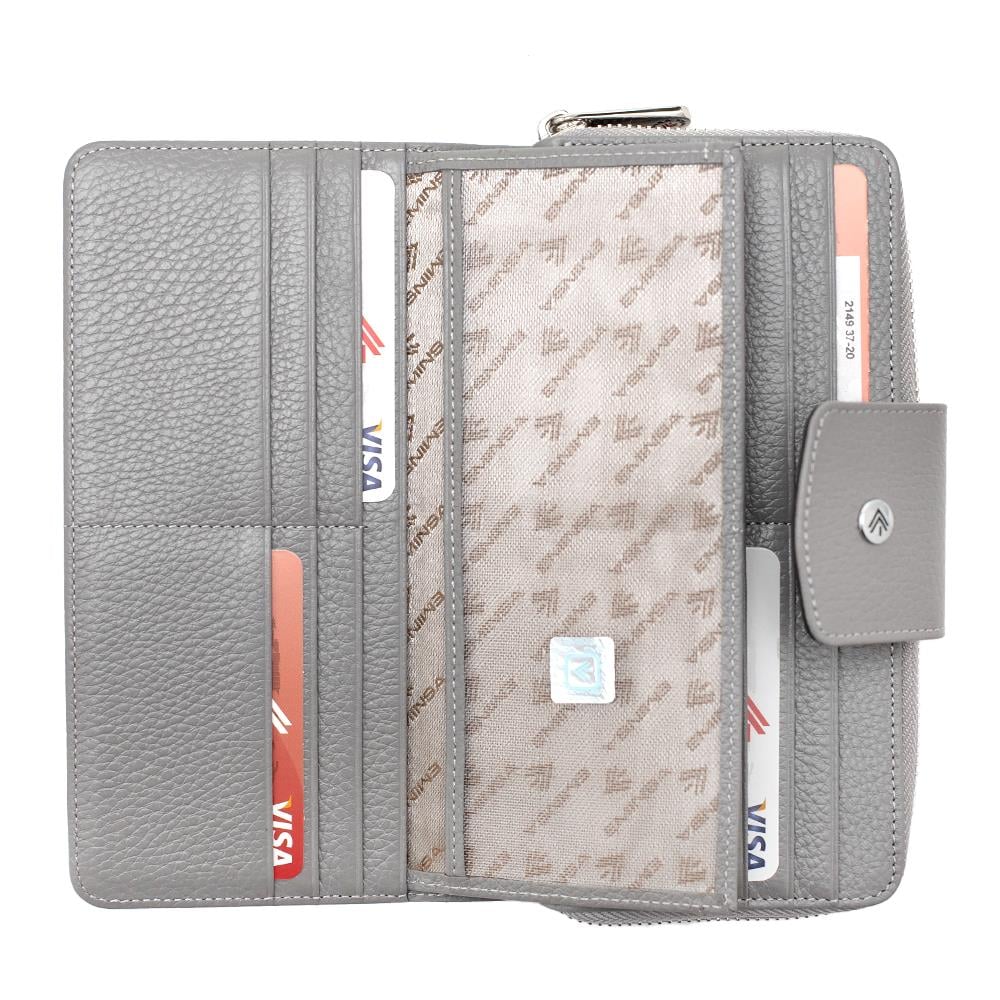 Gri Hakiki Deri Kadın Cüzdan 2149