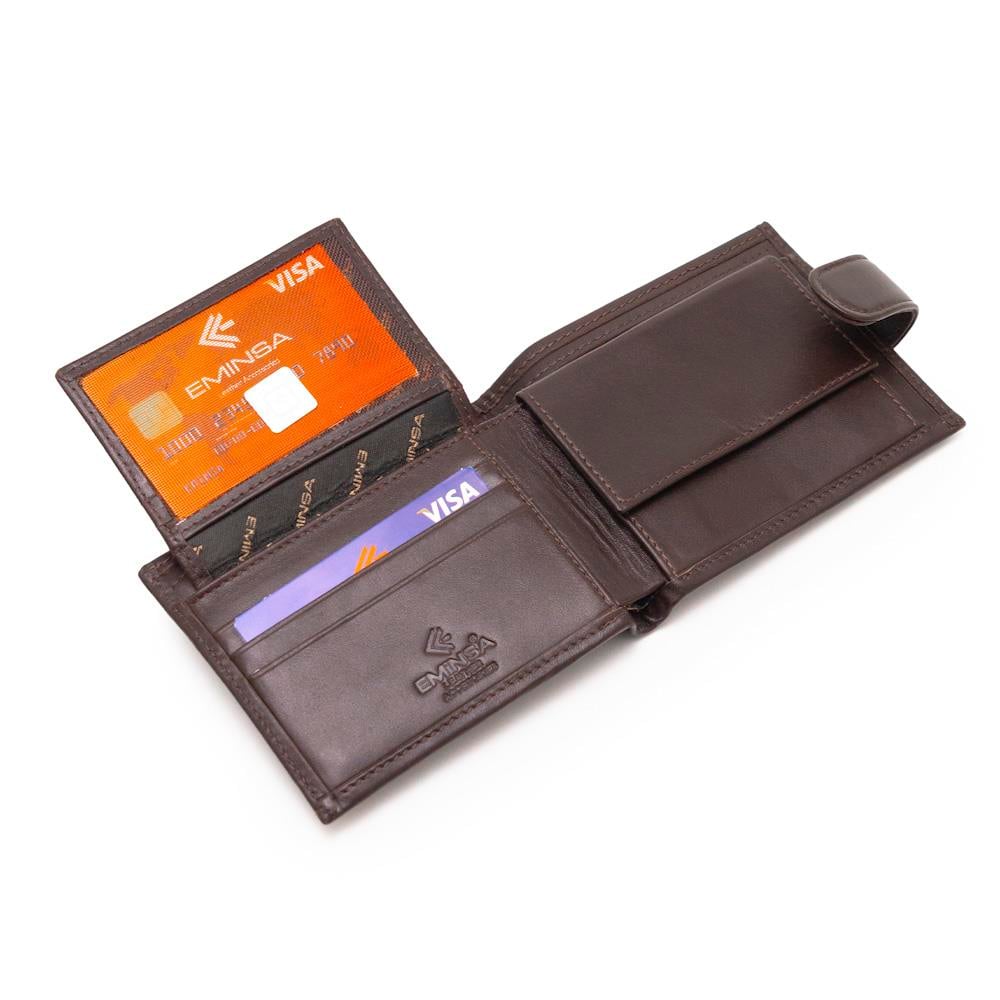Erkek Kahverengi Deri Çıtçıtlı Cüzdan