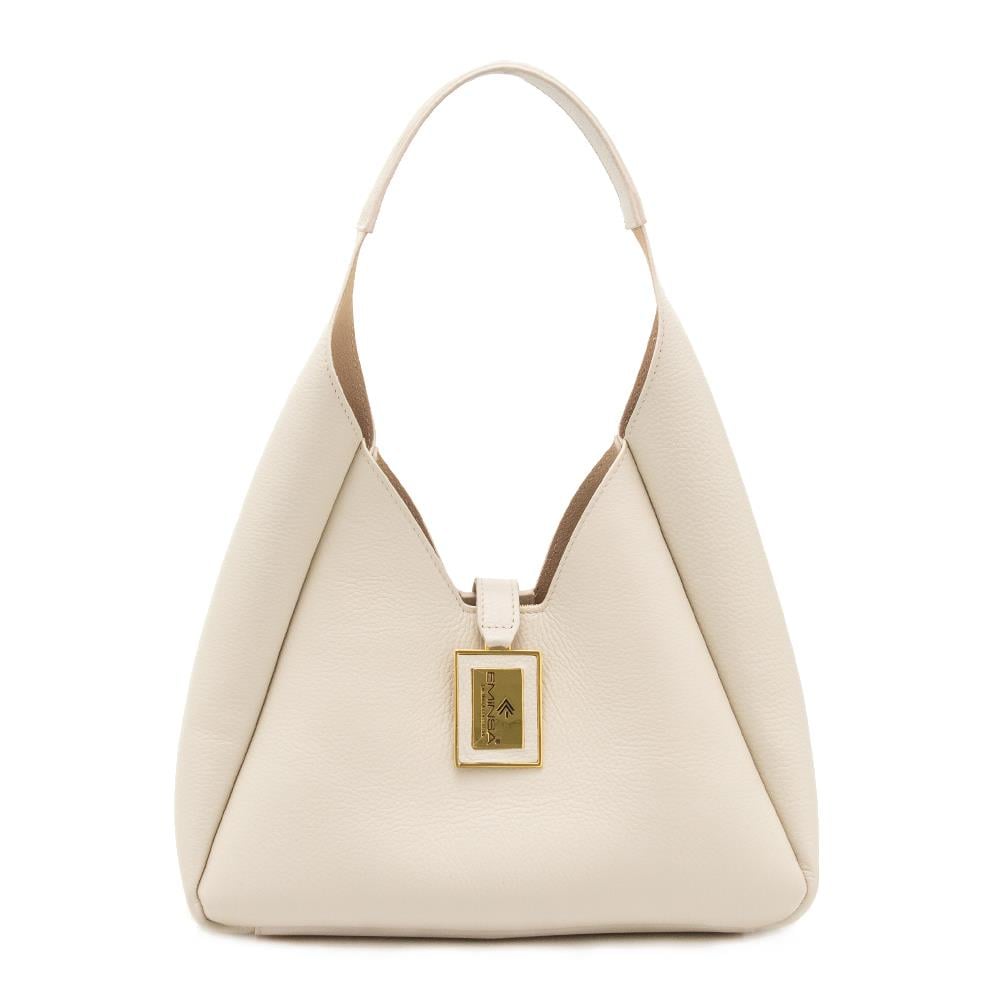 Krem Hakiki Deri İkili Set Kadın Omuz Çantası