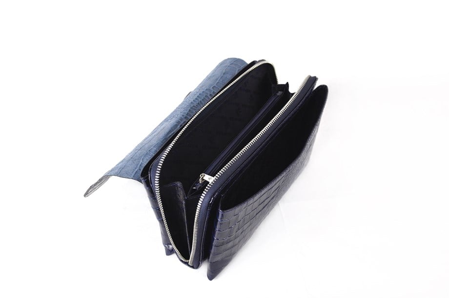 Erkek Lacivert Kroko Hakiki Deri El Çantası 5099