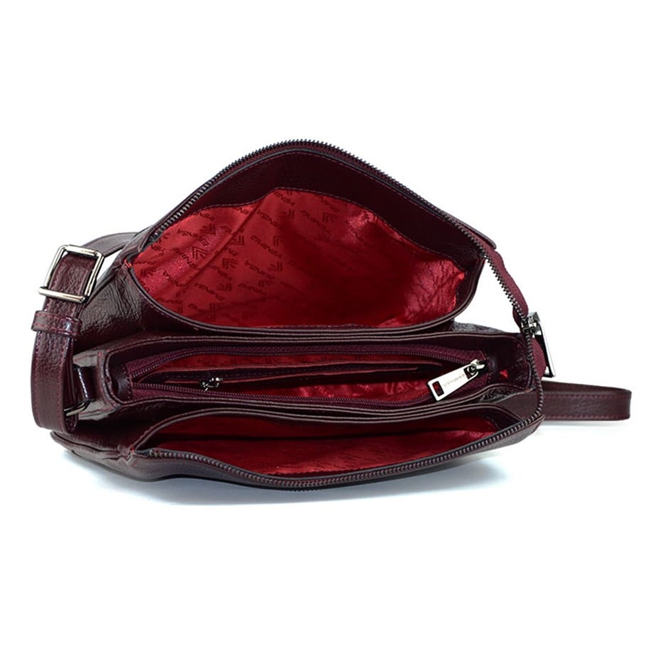 Bordo Hakiki Deri Omuz Çantası