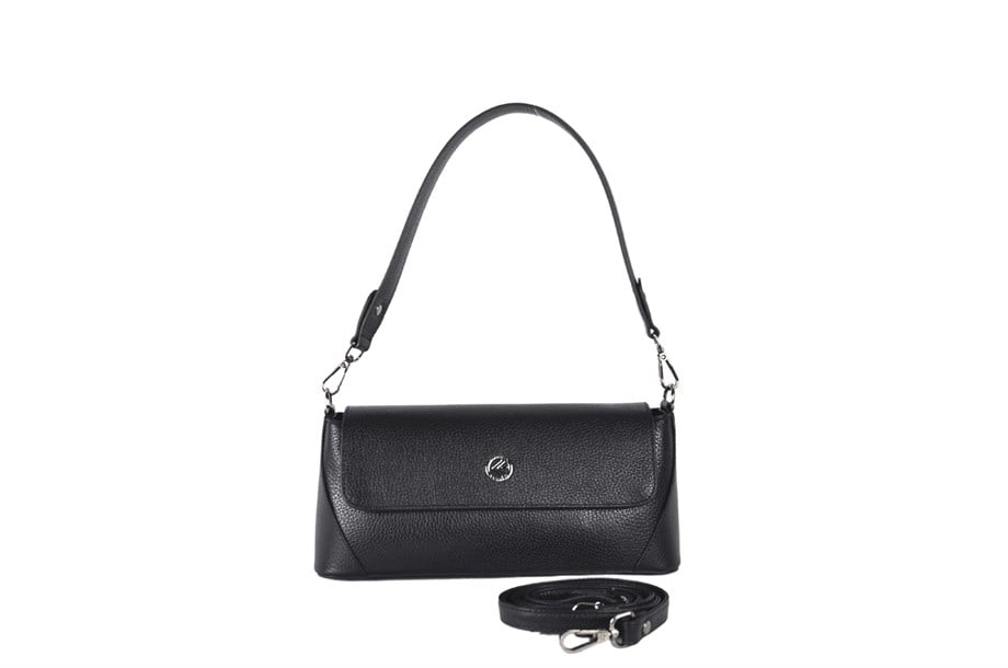 Kadın Siyah Hakiki Deri Baget Çanta
