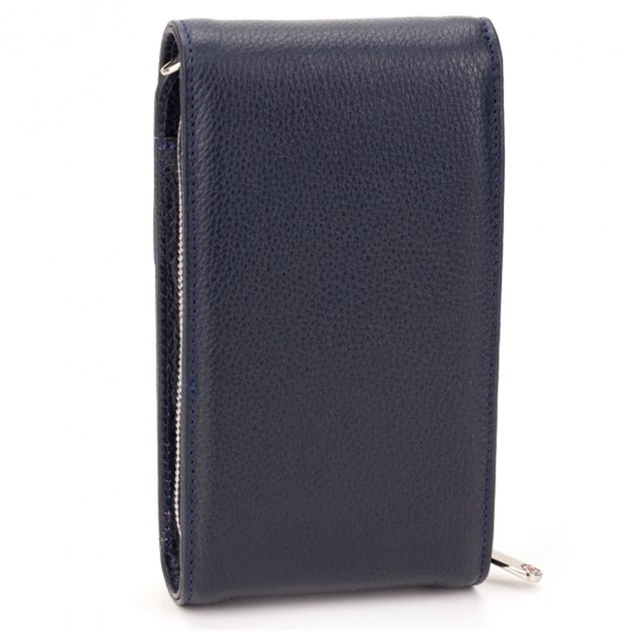 Lacivert Deri Dikey Omuz Çantası