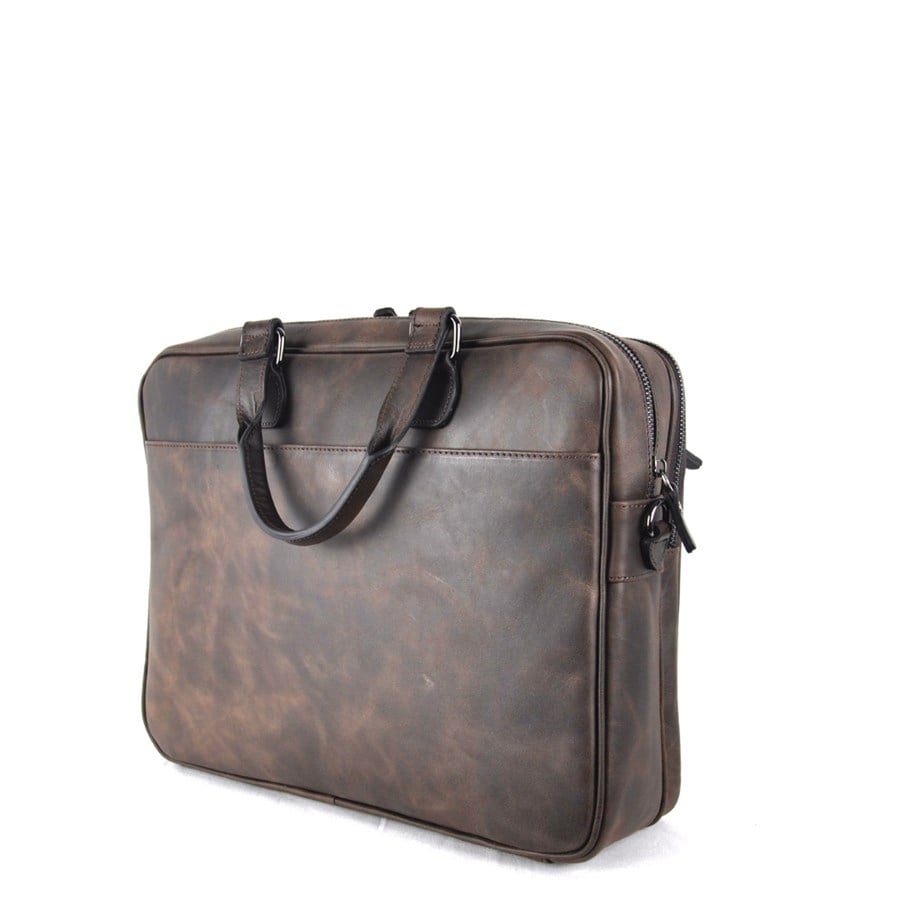 Erkek Kahverengi Crazy Deri Evrak Çantası