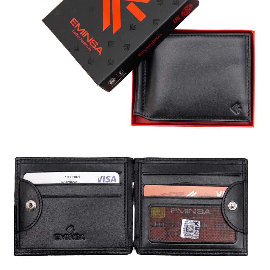 Erkek Siyah Para Klipsli Cüzdan