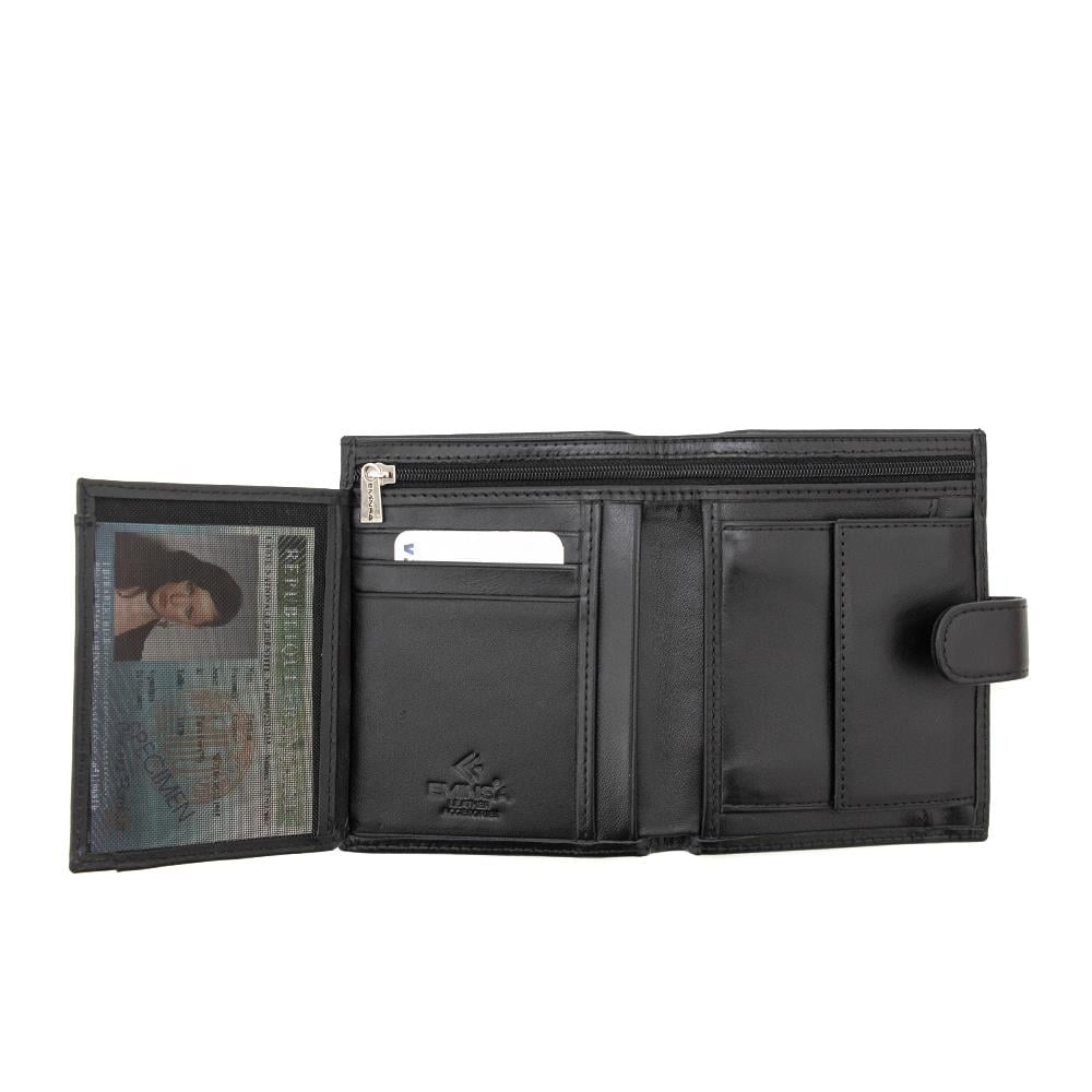 Siyah Dikey Model Çıtçıtlı Deri Erkek Cüzdan