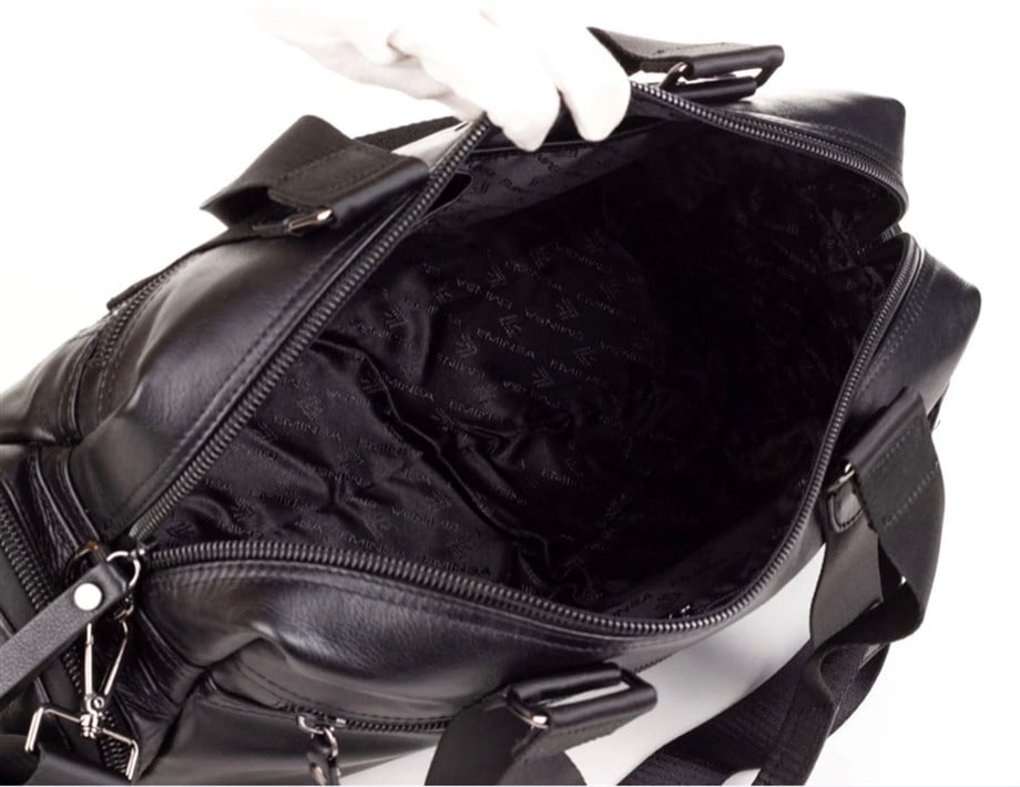 Erkek Siyah Hakiki Deri Seyahat Çantası