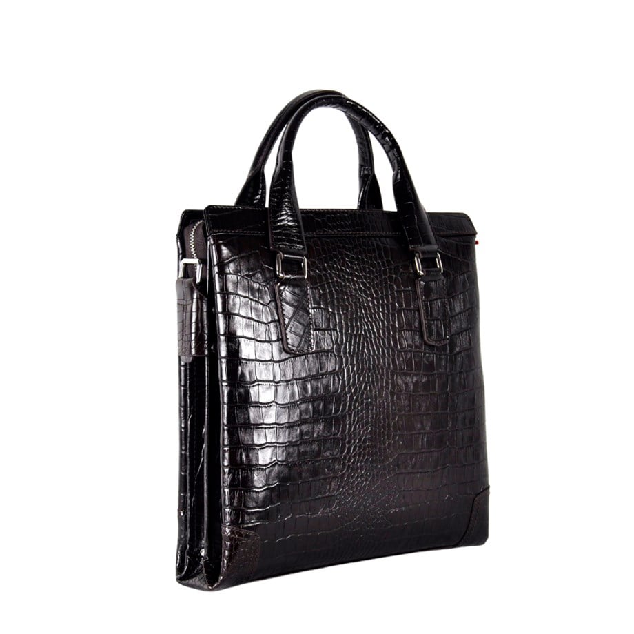 Siyah Hakiki Deri Geniş Model Omuz Çantası 6191