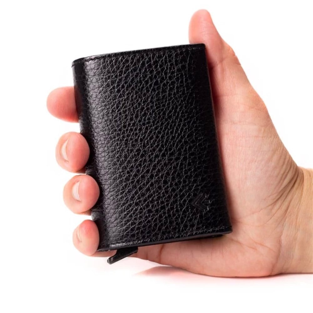 Siyah Deri Mekanizmalı Cüzdan