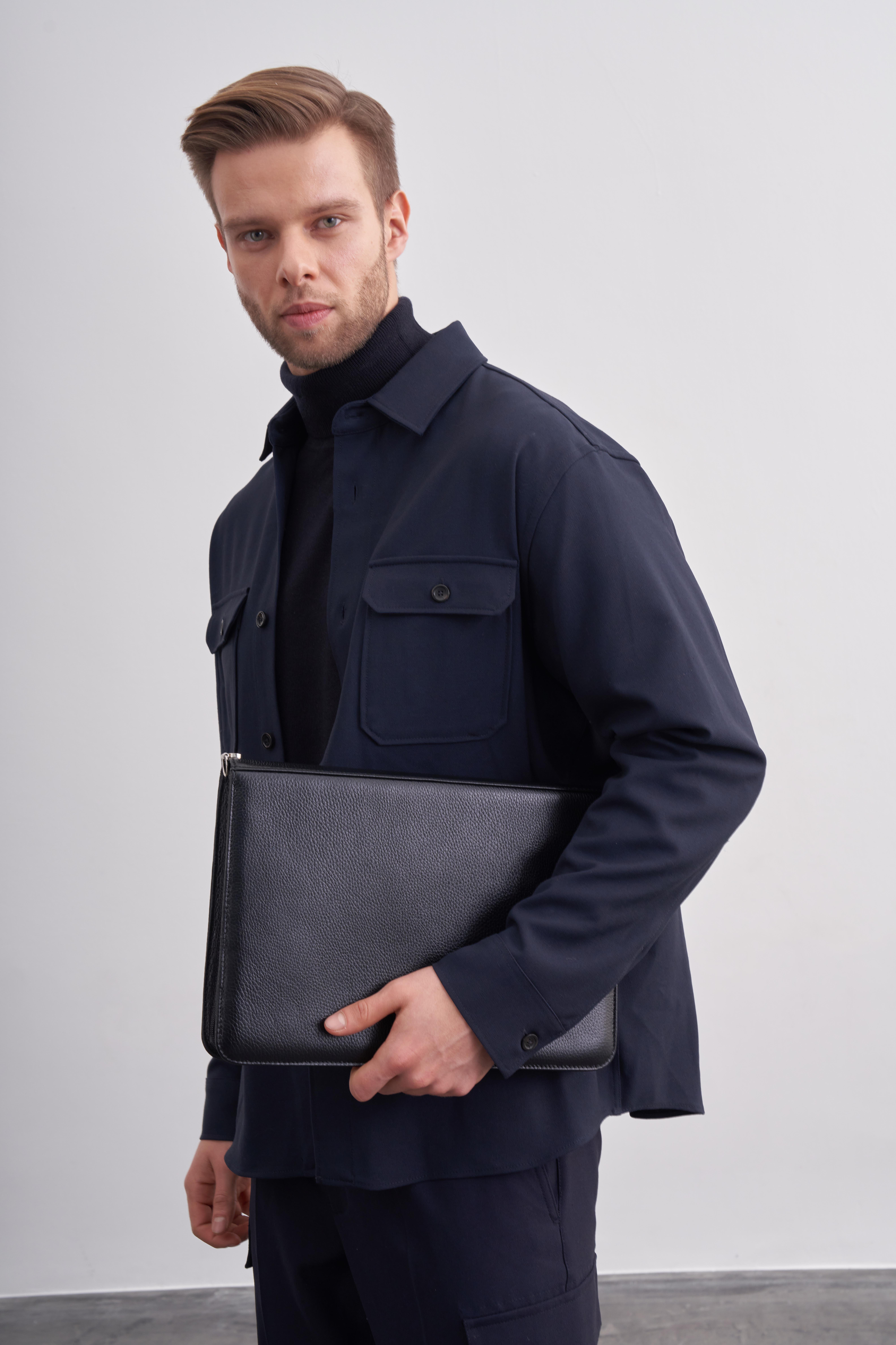 Siyah Hakiki Deri Klasör