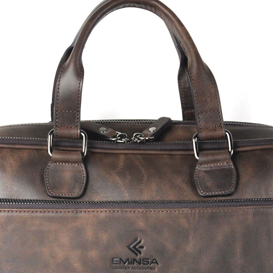 Erkek Kahverengi Crazy Deri Evrak Çantası