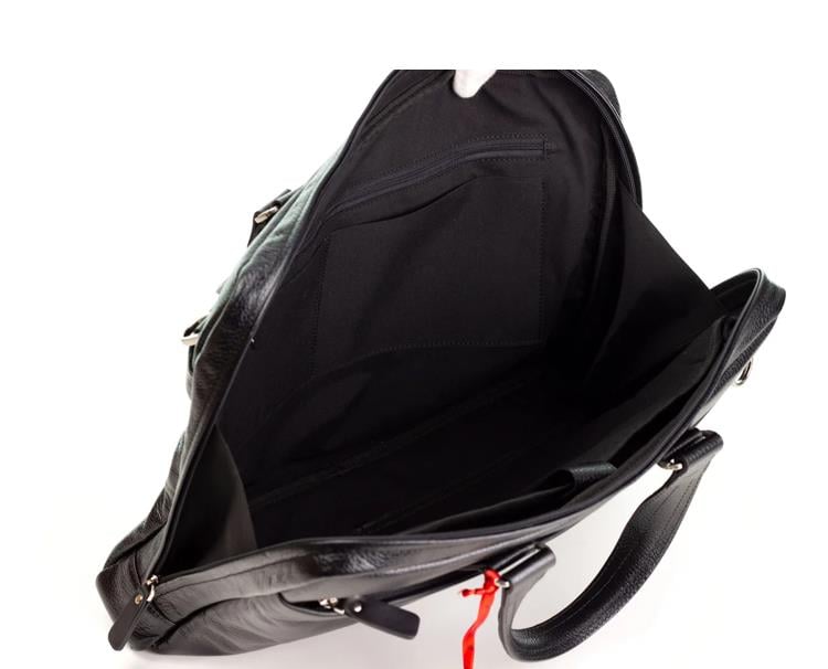 Erkek Siyah Hakiki Deri Fermuar Detaylı Evrak Çantası