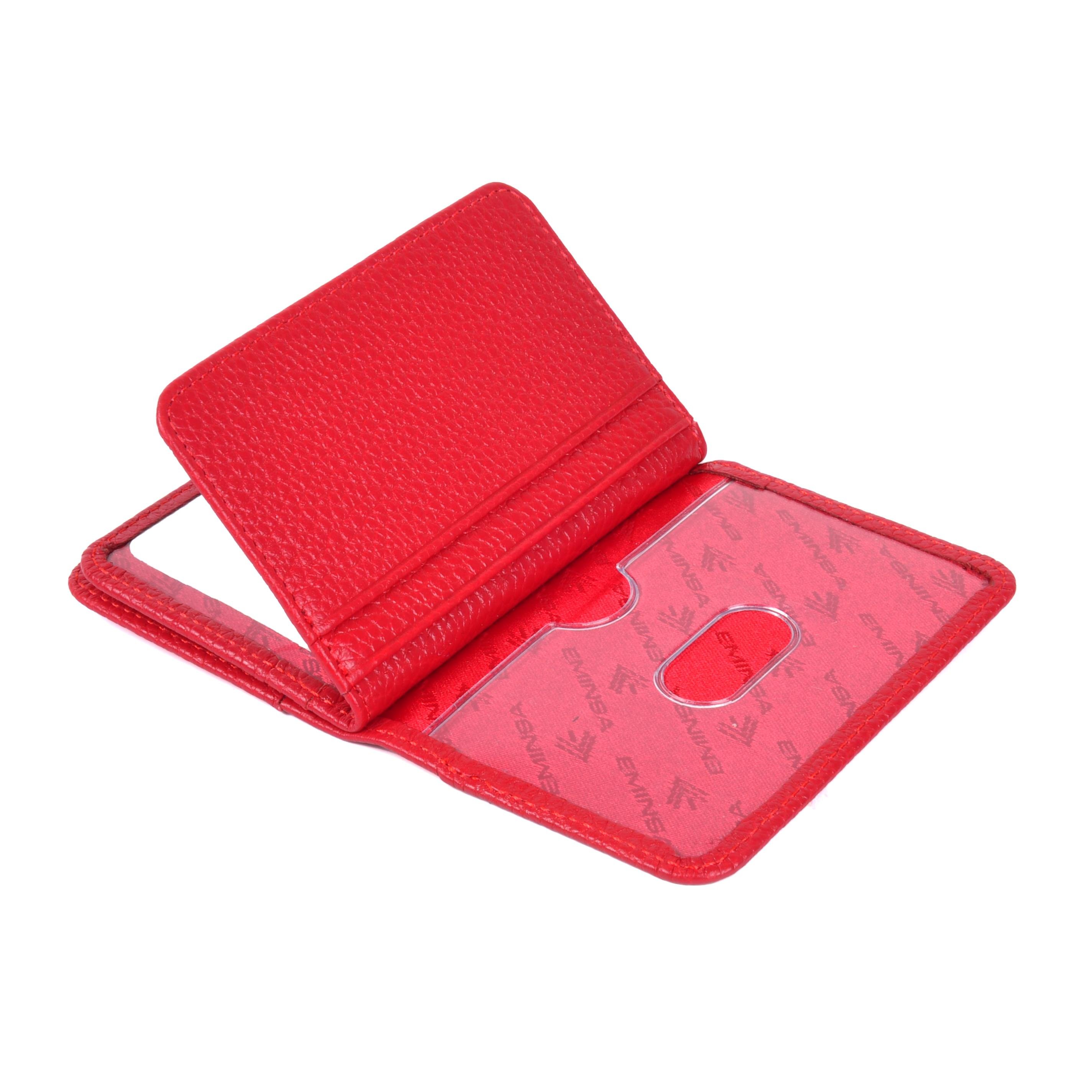 Kadın Kırmızı Hakiki Deri Kartlık