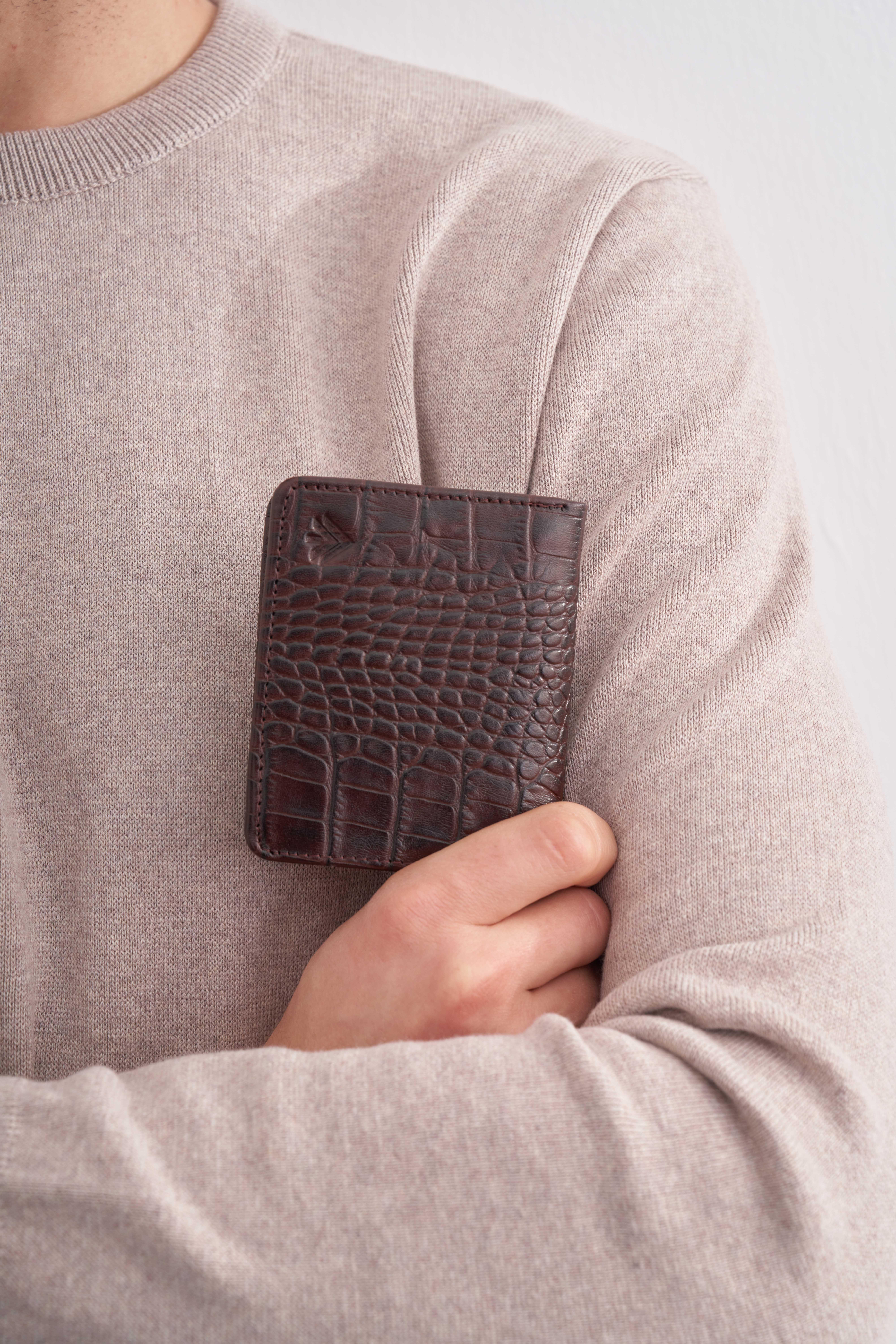 Erkek Kahverengi Kroko Deri Cüzdan