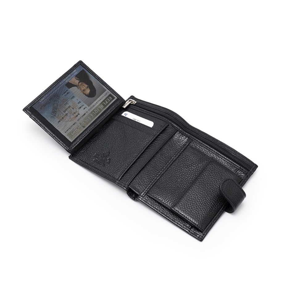 Siyah Dikey Model Çıtçıtlı Deri Erkek Cüzdan
