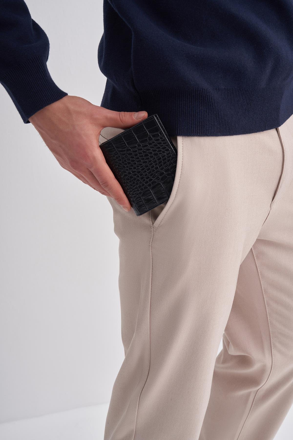 Erkek Siyah Kroko Deri Cüzdan