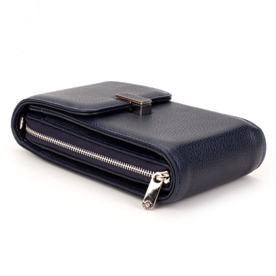 Lacivert Deri Dikey Omuz Çantası