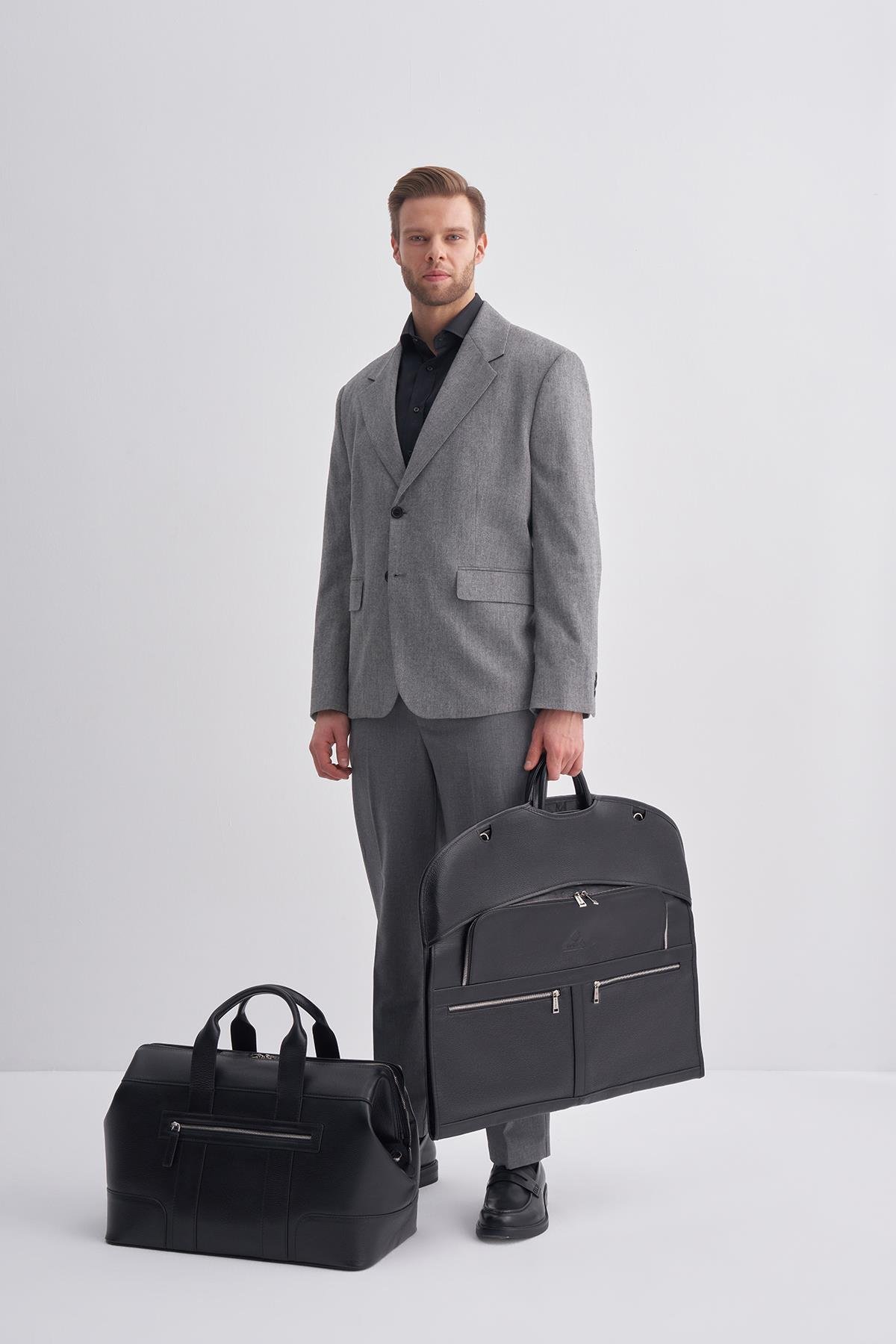 Siyah Hakiki Deri Takım Elbise Çantası