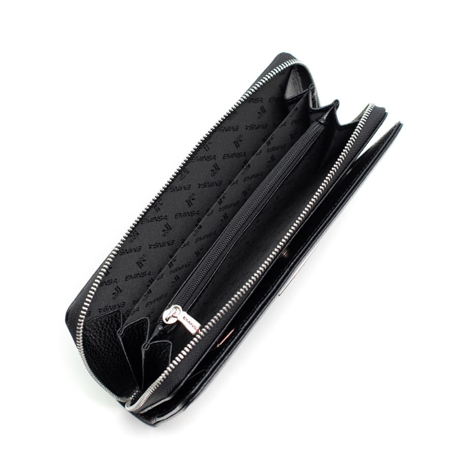 Siyah Hakiki Deri Kadın Cüzdan