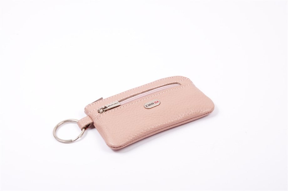 Pembe Deri Fermuarlı Kadın Anahtarlık