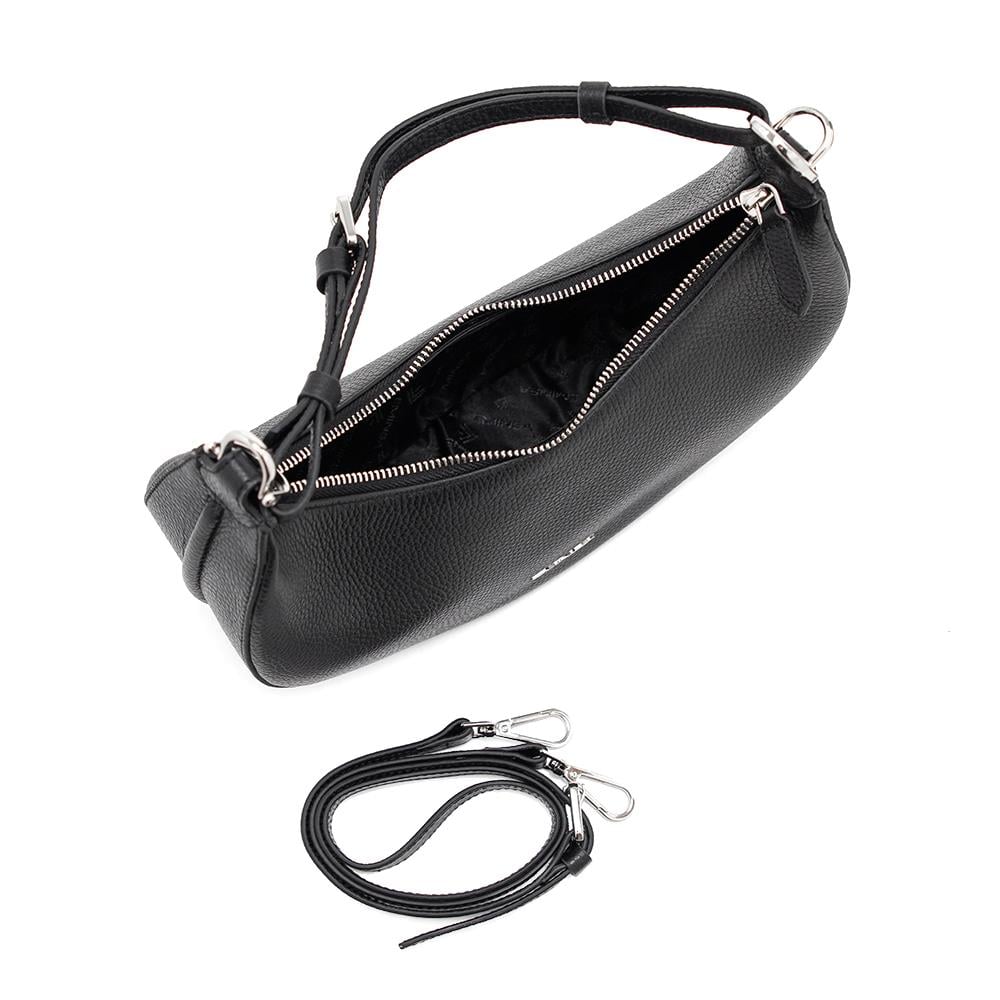 Kadın Siyah Hakiki Deri Yarım Ay Çanta